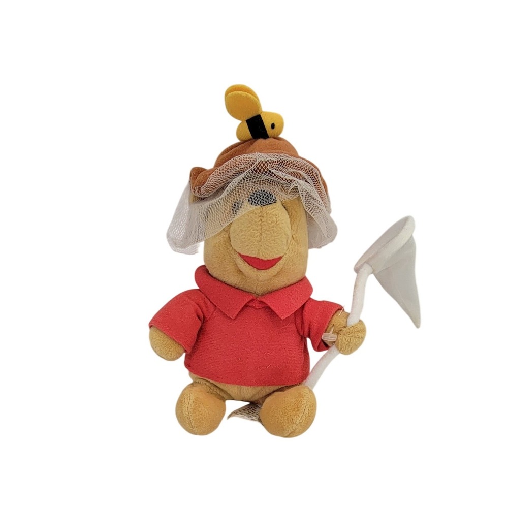 Disney Winnie the Pooh Bee Keeper Plush Red‎ Shirt Net Hat Butterfly Net Toy